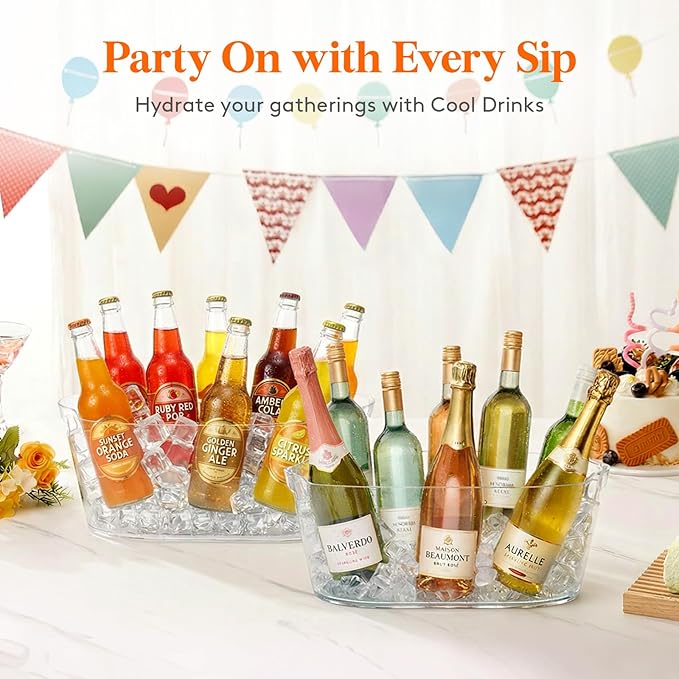 Lifewit 11.5L Ice Bucket for Parties 2 Pcs, Large Portable Drink Bucket for Cocktail Bar, Champagne Cooler for Beverage/Wine/Beer, Mimosa Bar Supplies Chiller Tub with Scoop 38 x18x20 cm/15x7x8 inches