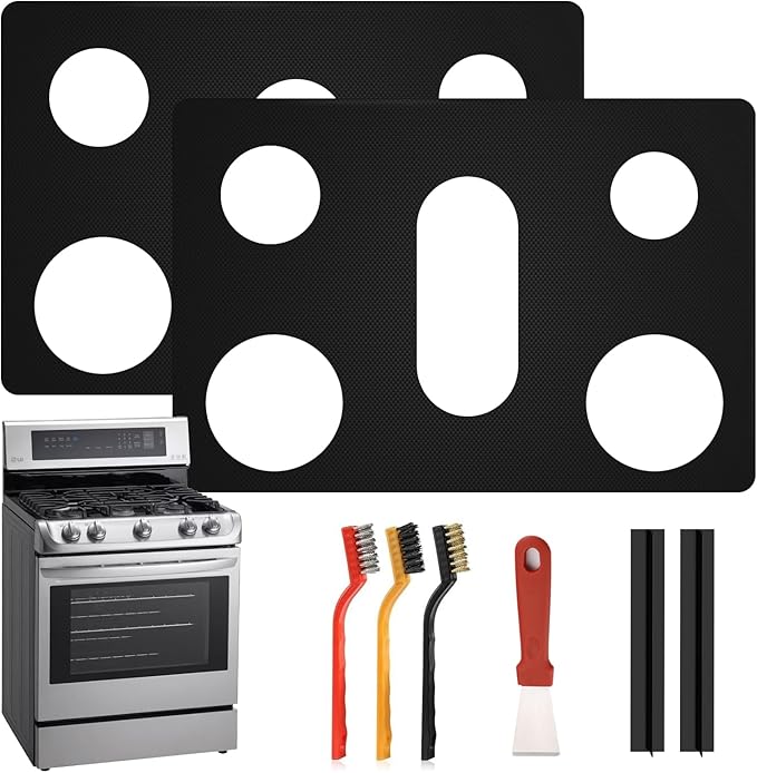 2Pcs Stove Guard for LG Gas Ranges Stoves, Stove Top Covers for Gas Burners - 5 Burner Reusable Gas Stove Protectors, Non-Stick & Washable (LDG4315/4313 LRG4115/4113 LDGL5825/5925...)