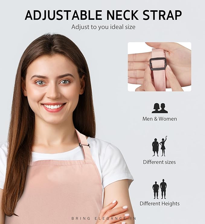 Syntus Apron for Men Women, Adjustable Cooking Kitchen Chef Aprons with 2 Pockets