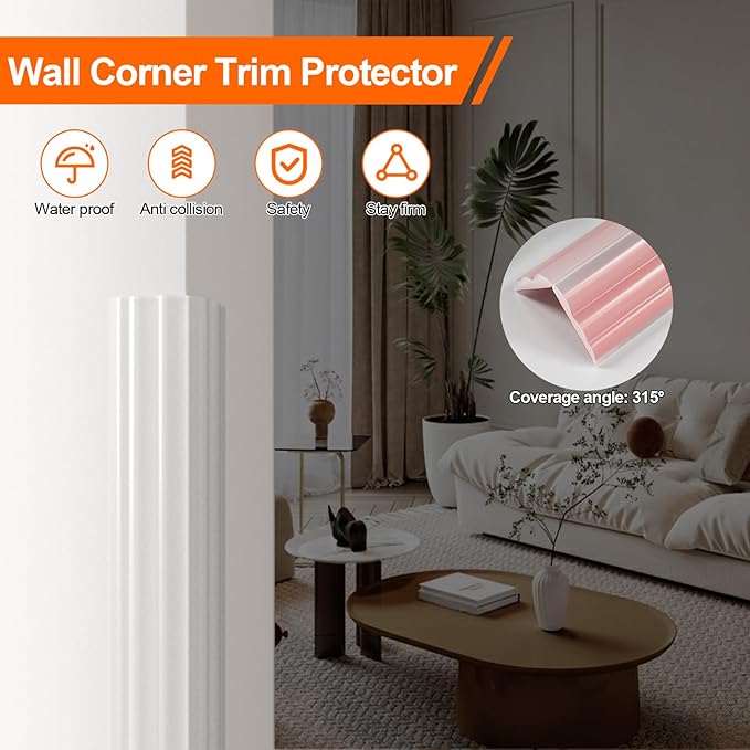Wall Corner Protector & Edge Guard，Peel and Stick Wall Trim Moulding Inside & Outside Corner Molding Trim Caulk Strip, Self Adhesive Trim for Wall Edge,Ceiling,Countertop, 1.6” W x40’ L, White