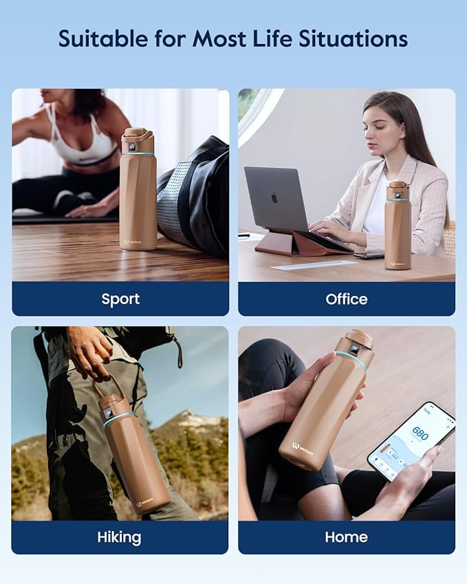 BOOST Smart Water Bottle with Reminder & Tracker, Double Wall Vacuum Insulated Bottles Stainless Steel, 32oz BPA-Free Wide Mouth for School, Gym, Office, Ideal for Father's Day