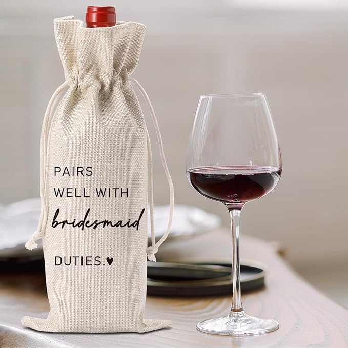 Bridesmaid Bridal Party Shower Gifts for Bridesmaids Wine Bag Pairs Well With Bridesmaid Wine Accessory Sets