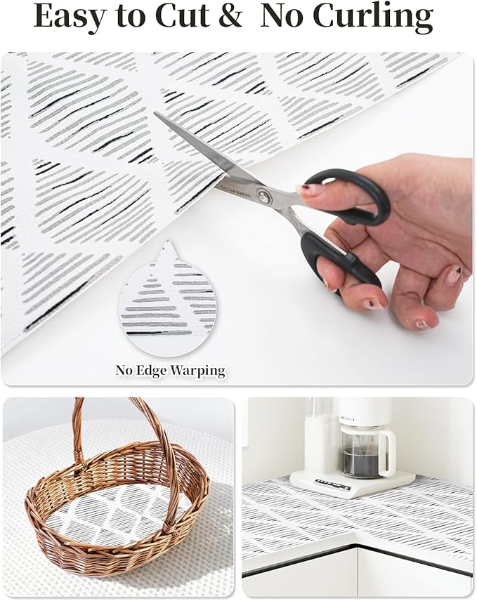 Shelf Liners for Kitchen Cabinets Non-Adhesive, Non-Slip Thickened Shelf Paper Waterproof Washable for Drawer Dresser Pantry Shelve Bathroom Protector Liner
