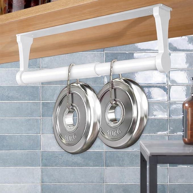 MONEER Kitchen Roll Holder Under Cabinet, Paper Towel Holder, Aluminum Alloy Kitchen Towel Holders, Self Adhesive Kitchen Roll Holder for Kitchen, Bathroom, Living Room (White)