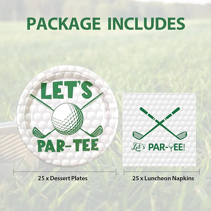 50pcs Golf Paper Plates and Napkins Party Decorations, Golf Themed Birthday Party Supplies Disposable Dessert Plates Tableware Set for Sports Theme Birthday Baby Shower Game Party Favors