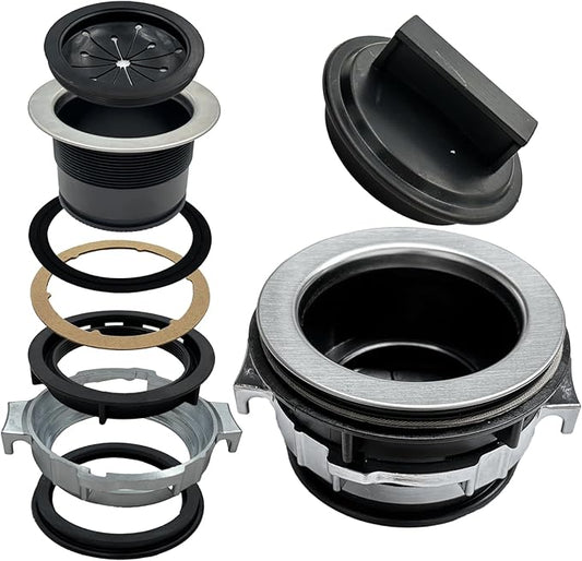 8Pcs/Set Garbage Disposal Sink Flange Kit with Stopper and Splash Guard for Waste King,4.49'' Sink Flange and Drain Lock Nut for Whirlaway,Waste King Garbage Disposal Drain Assembly Kit(114mm)