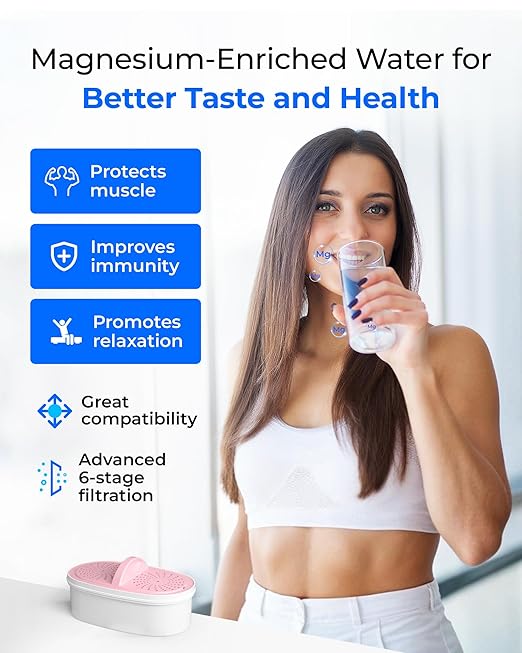 [Original] Waterdrop PF-01MG Magnesium Water Filter Replacement for Waterdrop Pitcher and Dispenser, Reduces Chlorine, Odors, Improved Coffee Taste, Last Up to 2 Months or 100 Gallons, 3 Pack