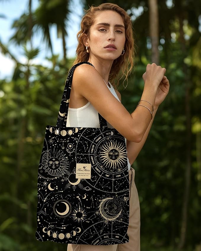 Miss Adola Corduroy Tote Bag for Women - Reusable Totes with Magnetic Buckle & Pocket Aesthetic Design Work Grocery Bags