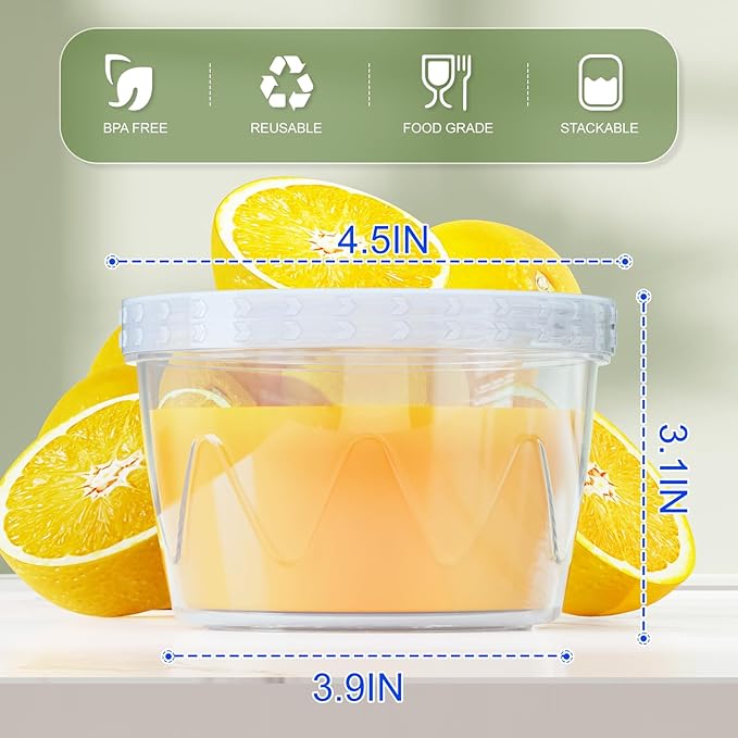 12 Pack-17oz Reusable Freezer Storage Containers, [STURDIER and MORE DURABLE] Airtight Plastic Food Storage Containers with Twist Top Lids, |BPA Free| Stackable | Leakproof| Microwave/Dishwasher Safe
