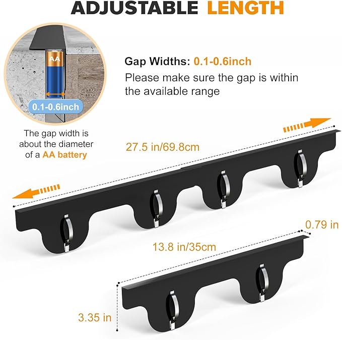 Stove Gap Covers - 304 Stainless Steel Oven Side Gap Filler, 2 Pack Stove Gap Filler Retractable Length 13.8" to 27.5", Spring Clip Design Fitting Gap Strong Guard Between Stove Top & Counter - Black