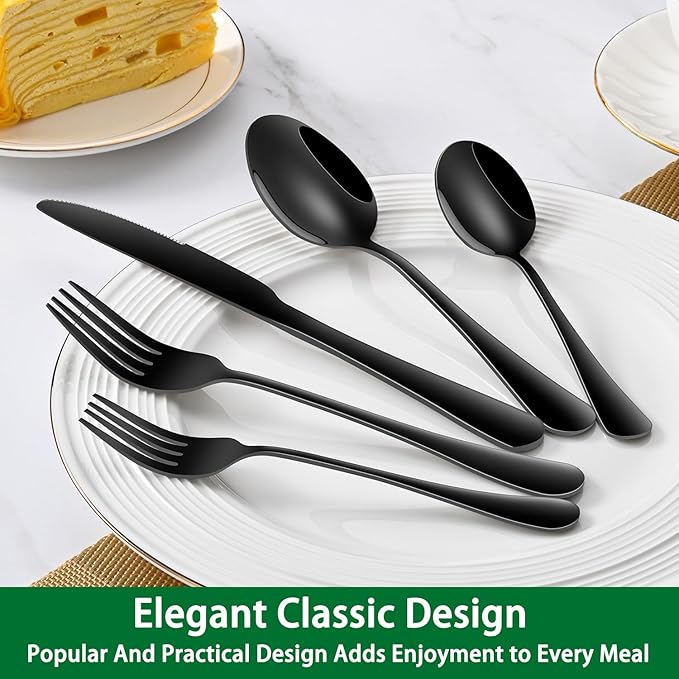 8-Piece Black Salad Forks Set, 6.7 Inch Stainless Steel Dessert Forks, Metal Silverware Small Forks For Kitchen