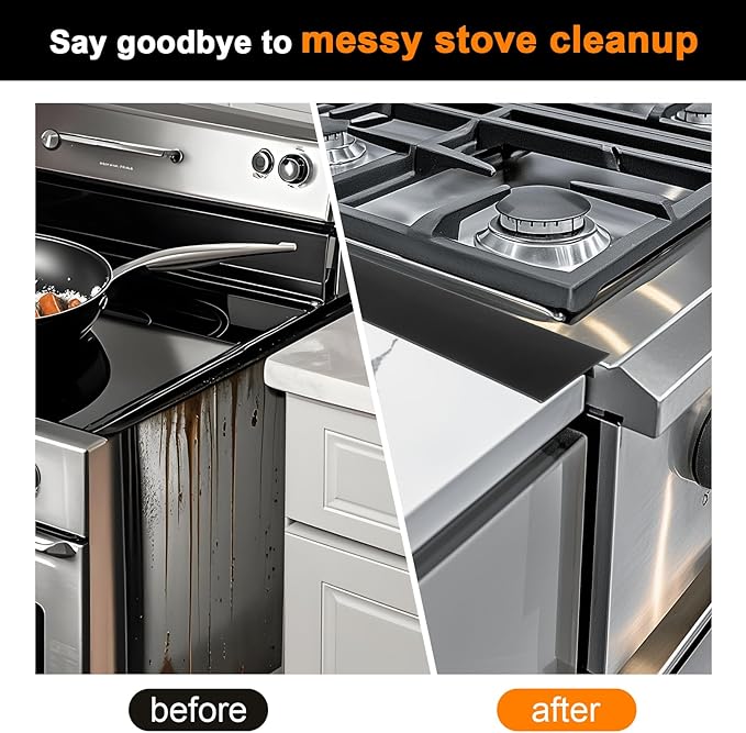 2 Pack Silicone Stove Gap Covers, Heat Resistant Oven Gap Filler Seals Gaps Between Stovetop and Counter, Premium Material, Effectively Stain Resistant, Easy to Clean, Easy to Cut, 25 Inches