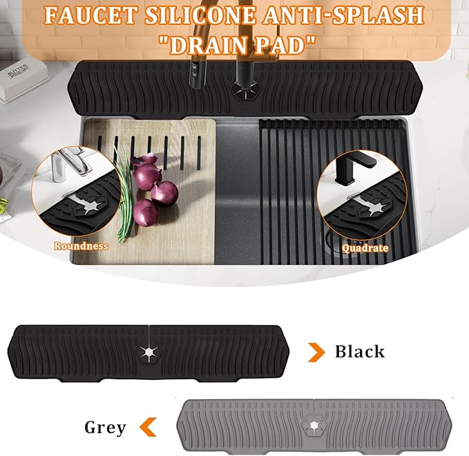 30 Inch Sink Splash Guard,Longer Silicone Sink Mat for Kitchen Bathroom,Kitchen Faucet,Silicone Sink Faucet Mat Splash Guard, Drip Protector Splash Countertop (Black)