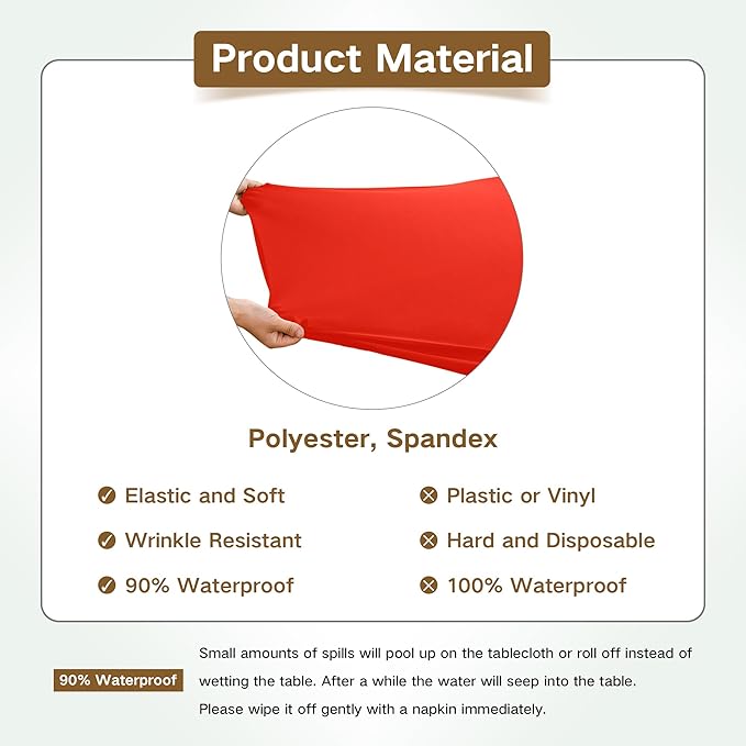 Rectangle 4ft Fitted Table Cover Elastic Tablecloth 4ft Stretch Spandex Table Top Cover for Dining Kitchen Home Party Red 23X48 Inch