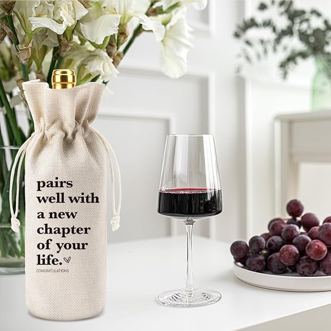 XFW Funny New Chapter Wine Bag New Beginnings Gifts for Women Men Thank You Gift for Teacher Employee Coworker Friend Never Forget The Difference You Make Hanging Ornament