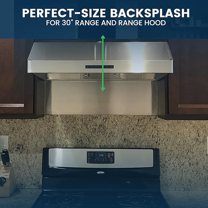 (2 Pack)24" x 30" Reversible Metal Backsplash Matching screws | Compatible with Broan-NuTone SP3004 - Ultra Flat and Flushed Metal Panel Splatter Guard for Stovetop Easy Installation