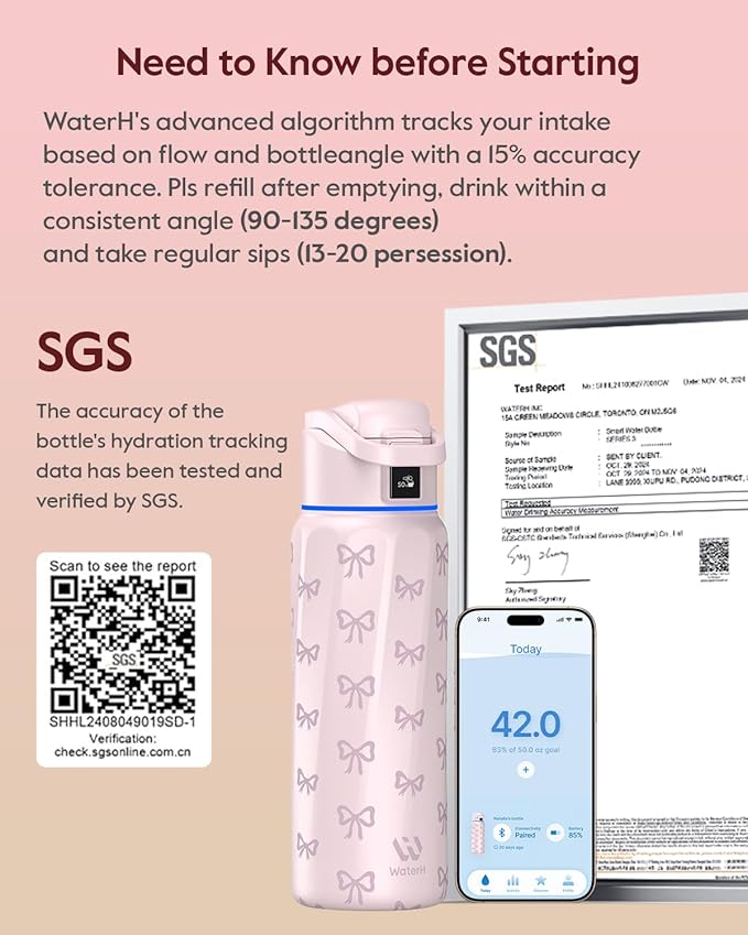 BOOST Smart Water Bottle with Reminder & Tracker, Double Wall Vacuum Insulated Bottles Stainless Steel, 32oz BPA-Free Wide Mouth for School, Gym, Office, Ideal for Father's Day