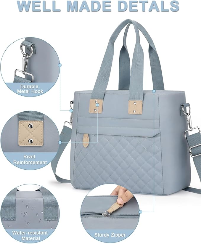 Insulated Lunch Box for Women & Men - Large Thermal Lunch Bag Women with Removable Shoulder Strap, Reusable Lunch Cooler Tote Bags Purse for Adults Work, Picnic, Hiking, Beach, Travel, Large, Blue