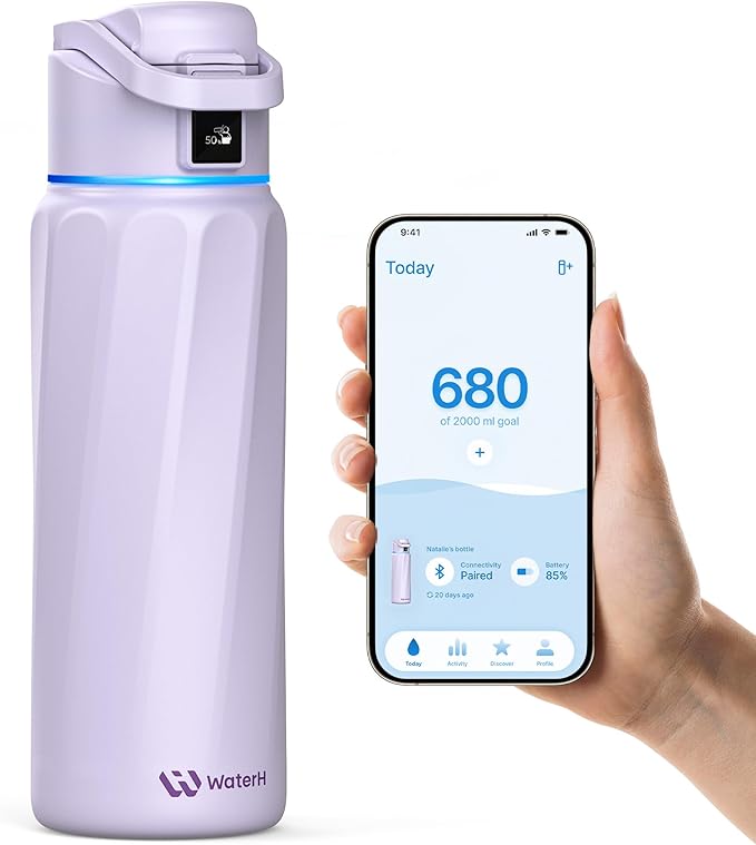 BOOST Smart Water Bottle with Reminder & Tracker, Double Wall Vacuum Insulated Bottles Stainless Steel, 32oz BPA-Free Wide Mouth for School, Gym, Office, Ideal for Father's Day