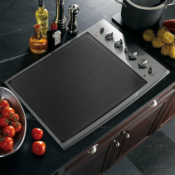 YUHFERA Stove Top Cover for Electric Stove - Silicone Stove Mat for Glass Top, Glass Cooktop Protector For Kitchen,Multi-functional Oven Covers for Electric Stove(Black,30 x 21)
