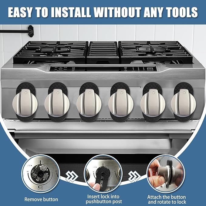 Silicone Stove Knob Safety Locks - Child Proof Oven Knob Locks (6 Pack)]