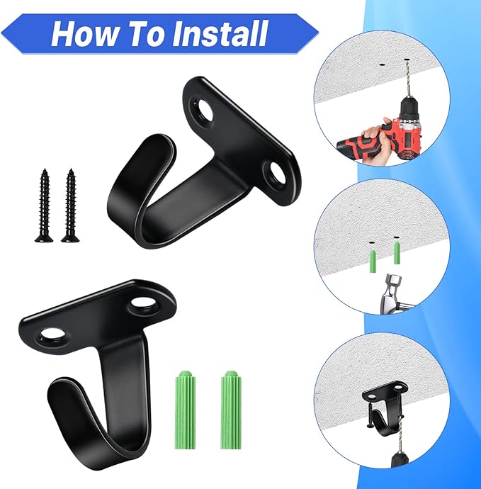 50 Pack Stainless Steel Screw Mounted Ceiling Hooks, Under-Shelf Towel/Robe Clothes Hook Heavy Duty Coat Hook Hanger for Bathroom Kitchen Cabinet Garage
