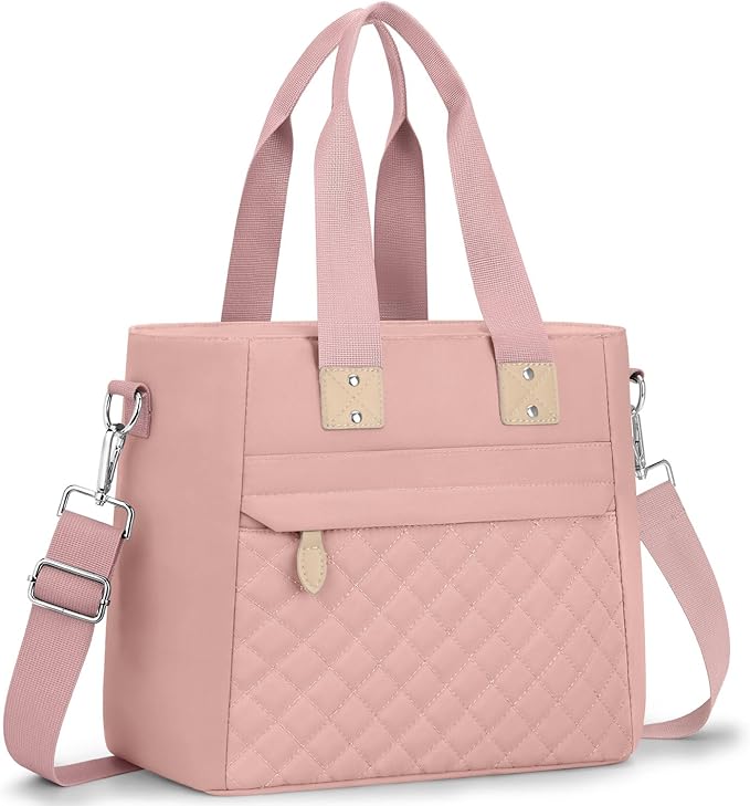 Insulated Lunch Box for Women & Men - Large Thermal Lunch Bag Women with Removable Shoulder Strap, Reusable Lunch Cooler Tote Bags Purse for Adults Work, Picnic, Hiking, Beach, Travel, Large，Pink