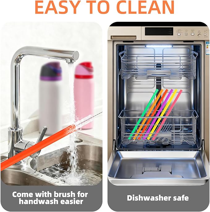 Straw Replacement for Owala Water Bottle 24 oz 32 oz, Reusable Plastic Straws with 1 Cleaner Brush, BPA-free, Dishwasher Safe, Straw Accessories Compatible with Owala Water Bottle