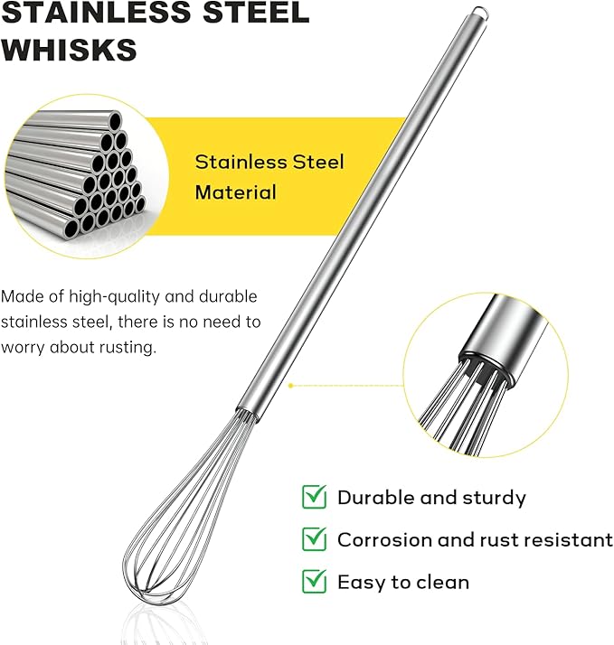 NileHome Mini Whisks Stainless Steel Whisk 11" Kitchen Small Wisk Balloon Wire Tiny Whisks for Cooking, Whisking, Blending, Beating, Stirring
