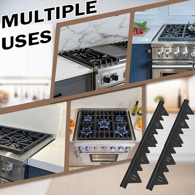 Stove Gap Covers Stainless Steel, 2Pack Retractable Length 13.8" to 27.5" Width 0.79", Heat-Resistant Stove Gap Filler & Range Trim Kit for Gaps Between Stove Top & Counter-Black
