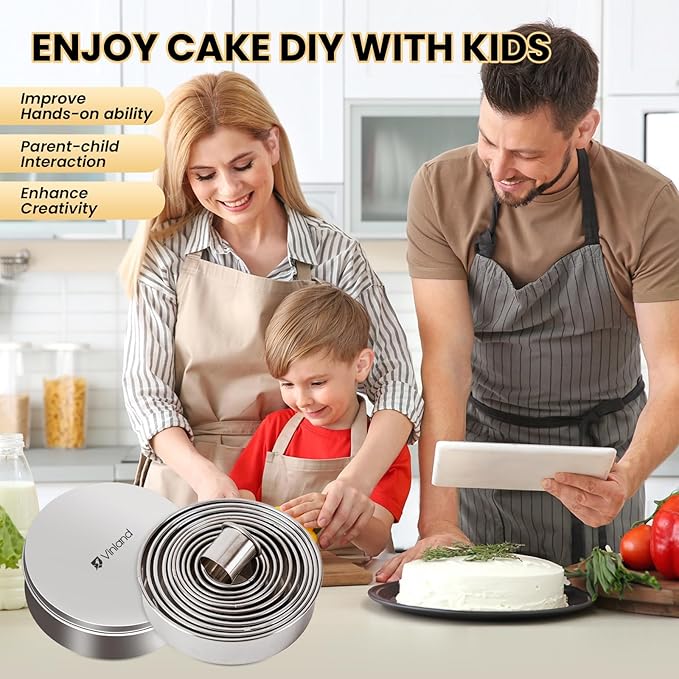 12 Pcs 304 Stainless Steel Biscuit Cutter Set - Round Cookie Cutters for Baking (1/2/3/4/5'') with Storage Box, Dough Pastry Cake Circle Cutting Ring Molds, Non-Rust, Dishwasher Safe & 1.5‘’ High