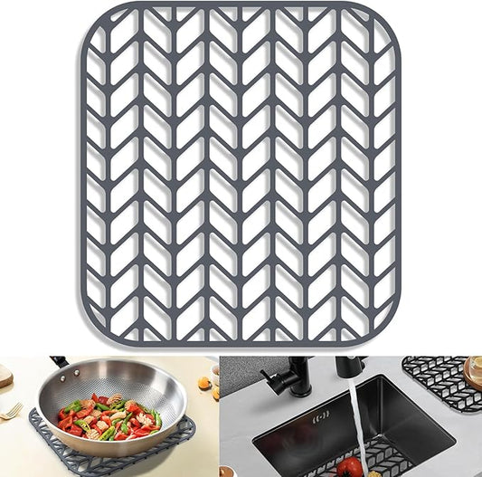 Sink Protectors for Kitchen Sink 12x11 & 13x11, Silicone Kitchen Sink mats Protector for Bottom of Farmhouse Sink(12.25"X11.5"Gray)