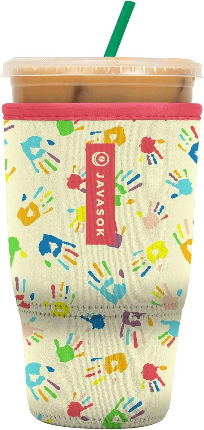 Sok It JavaSok Iced Coffee & Cold Soda Insulated Neoprene Cup Sleeve (Hand-Painted Treasures, Large: 30-32oz)