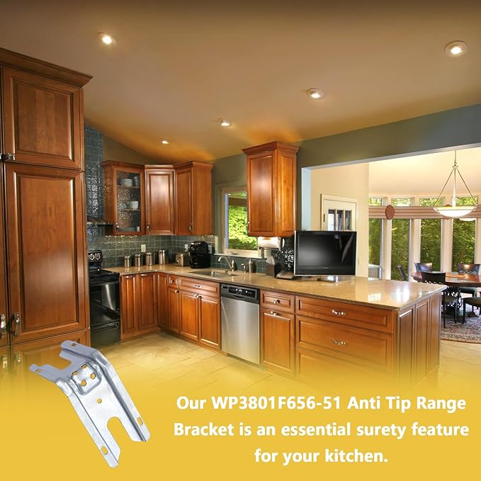 WP3801F656-51 3801F656-51 Stove Anti-Tip Bracket Compatible with Whirlpool, Kenmore, KitchenAid, Maytag Range/Stove/Oven Floor or Wall Mount Anti Tip Bracket Replaces 12400045,PS11741944,AP6008803