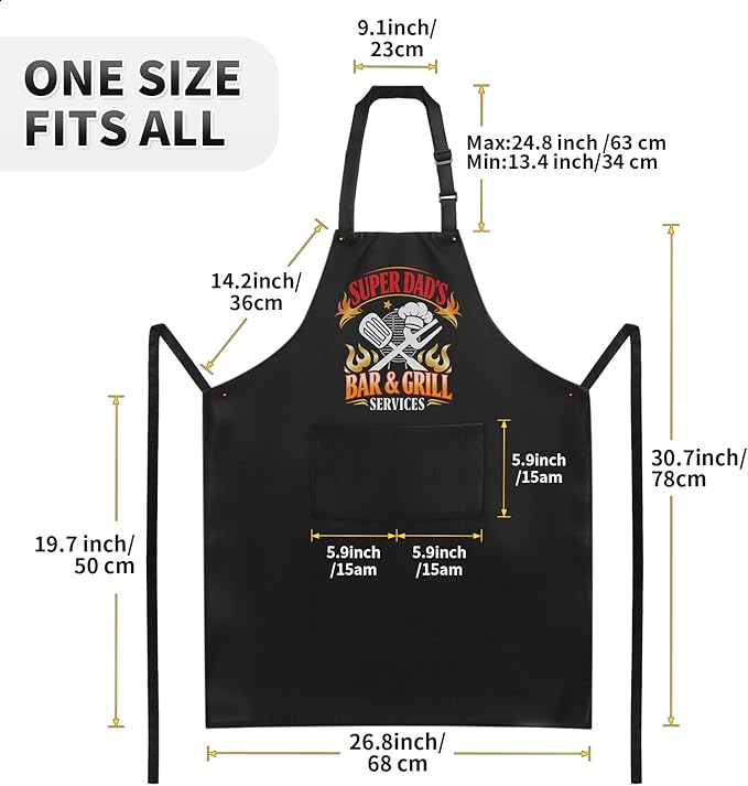 Fathers Day Gift for Dad - Thicker & Machine Washable Funny Grilling Aprons for Men, Dad Birthday Gifts from Daughter Son for Father's Day, BBQ Apron with 2 Big Pockets, Adjustable & Water Resistant