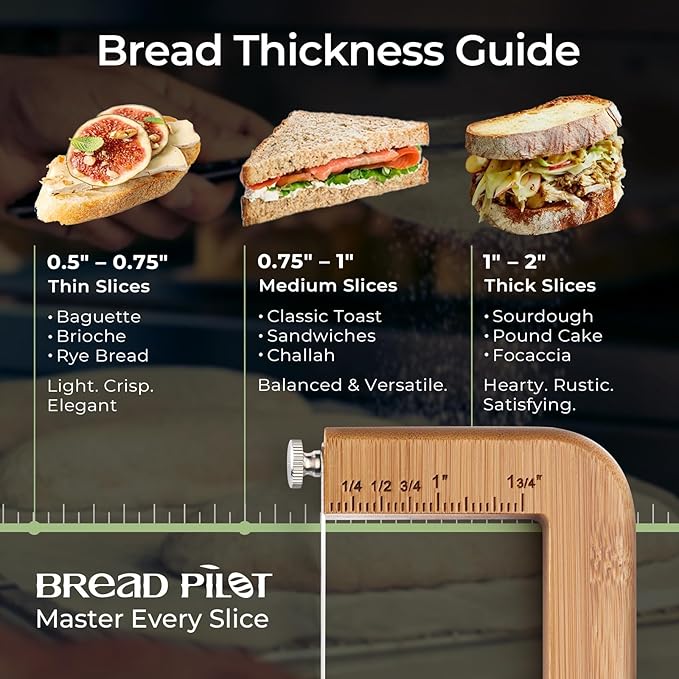 keechee Sourdough Bread Knife – Extra Large Bread Slicer for Homemade Bread with Thickness Guide & Stainless Steel Blade, Even Slice Cutter for Baguettes, Bagels, Gift for Bread Lovers (Standard)