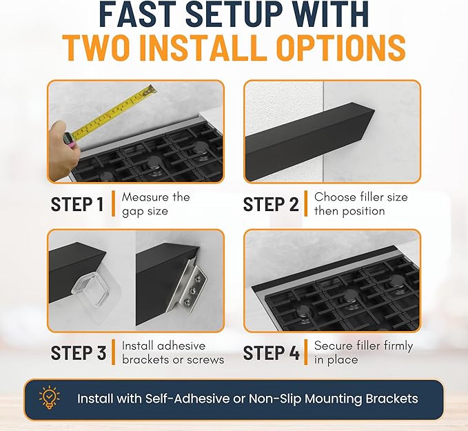 30” Slide In Range Gap Filler Kit, Slide-In Range Rear Gap Filler & Range Trim Kit, Universal Stove Gap Cover Between Stove and Wall Guard, Aluminum Cooktop Trim Kit for Whirlpool & Most Brands, Black
