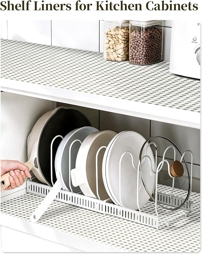 Shelf Liners for Kitchen Cabinets Non-Adhesive, Non-Slip Thickened Shelf Paper Waterproof Washable for Drawer Dresser Pantry Shelve Bathroom Protector Liner