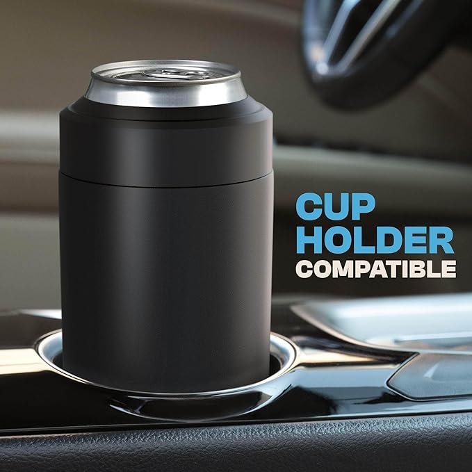 Frost Buddy Universal Can Cooler - Fits all - Stainless Steel Can Cooler for 12 oz & 16 oz Regular or Slim Cans & Bottles - Stainless Steel (Carbon Fiber)