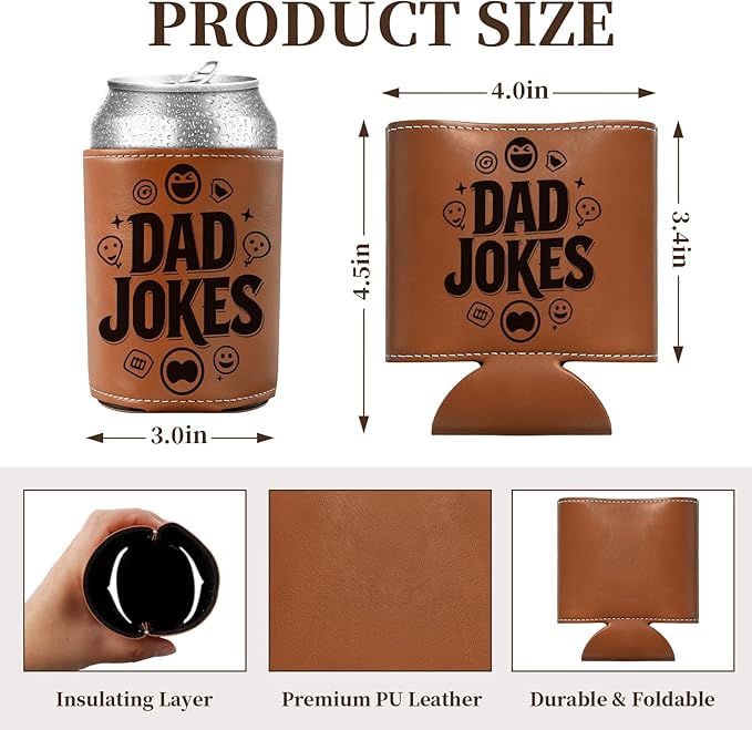 Fathers Day Gift for Dad- Keeps Cold 12Oz Can Cooler Insulated No Wet Hands, Dad Birthday Gifts from Daughter Son with Gift Box for Father's Day Retirement, Cauife Slim Can Koozie for Beer Soda