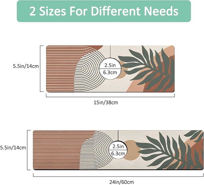 2 Pack 2 Pack Kitchen Sink Splash Guard Faucet Mat 15" X 5.5" Boho Absorbent Fast Drying Mat Faucet Draining Mat Sink Splash Guard Behind Faucet Drip Catcher for Kitchen Bathroom
