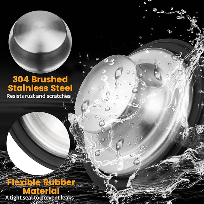 Garbage Disposal Stopper with Splash Guard, for Insinkerator Kitchen Sink Drain Plug Brushed Stainless Steel with 3 3/8" EPDM Splash Guard Set Ullnosoo