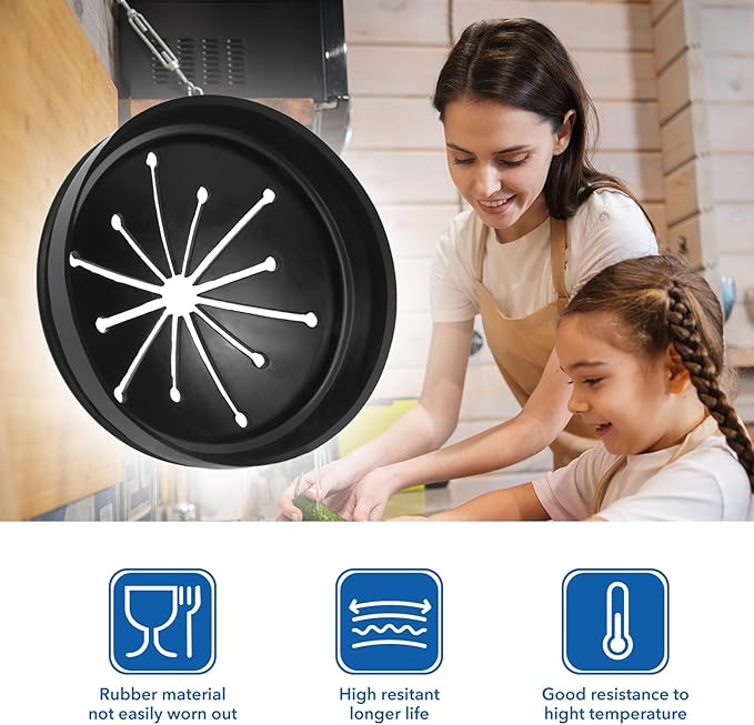 3 3/8" Inch Sink Splash Guard - Rubber Garbage Guard and Disposal Stopper for Whirlaway, Waste King, and GE Models (Black 3 3/8 in)