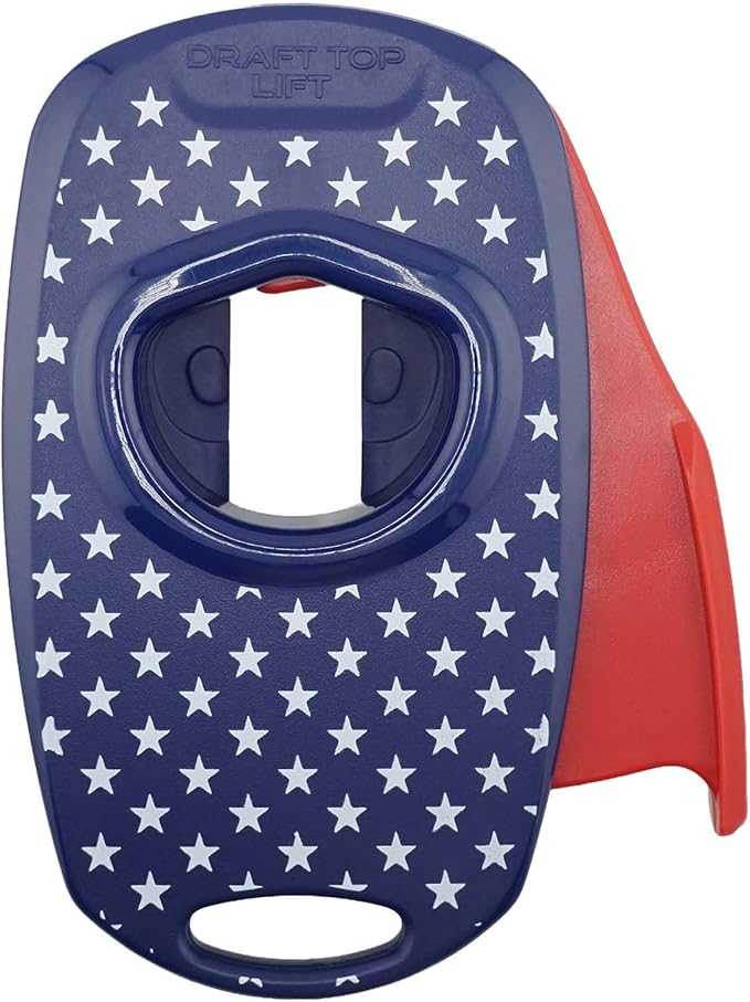 Draft Top Lift Universal Topless Can Opener - Smooth Edge Aluminum Can Lid Remover for Beer, Cocktails, & Soda - For Tailgating & Garnishes, as Seen on Shark Tank, Made in the USA, Red, White, & Blue