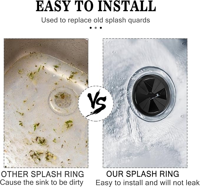 Garbage Disposal Splash Guard, 3 3/8" Upgraded for InSinkErator Evolution Series QCB-AM Sink Baffle Drain Insert, Kitchen Sink Splash Guard Sink Stopper Removable Garbage Disposer (Black 1 pcs)