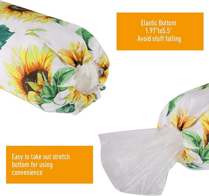 Plastic Bag Holder, Sunflower Kitchen Dispenser Holders Reusable Washable Trash Garbage Bag Holder with Drawstring Closure for Home Kitchen Pantry Groceries Store Decor