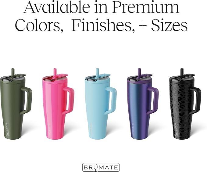 BrüMate Era Flip 40oz Tumbler with 100% Leakproof Covered Straw Lid | Hygienic Covered Straw | Insulated Stainless Steel Water Bottle with Handle | Cup Holder Friendly | BPA-Free (Primrose)