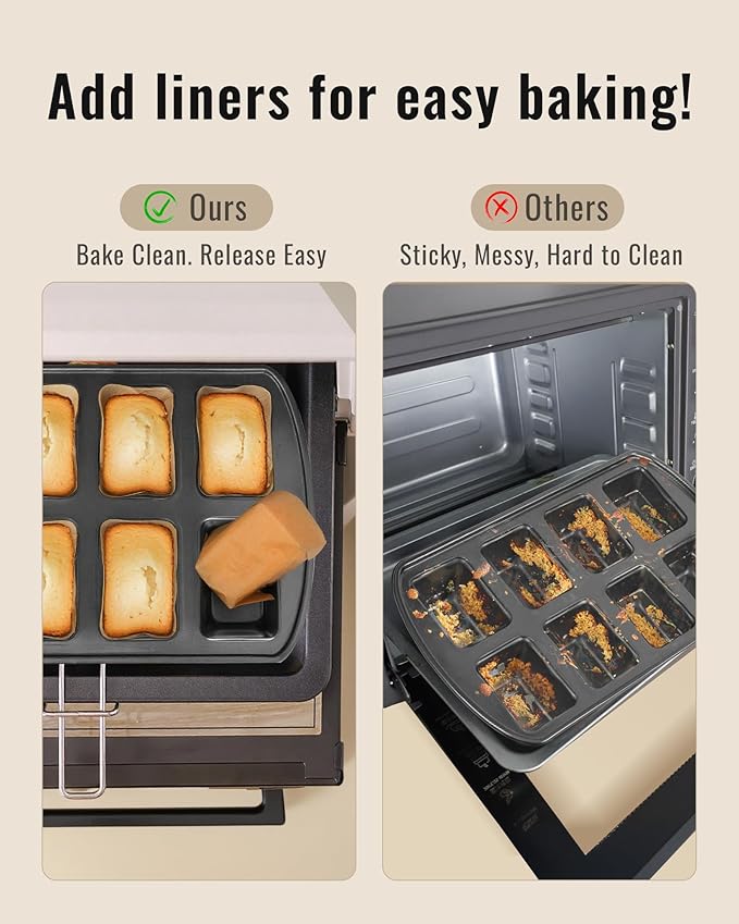 Bake Choice 100 Pcs Mini Loaf Pan Liners Compatible with Wilton Mini Loaf Pan, Natural Parchment Paper Cupcake Liners, Petite Loaf Baking Cups for Cupcake, Muffin, Brownies, 3.15 * 1.97 * 1.57inch