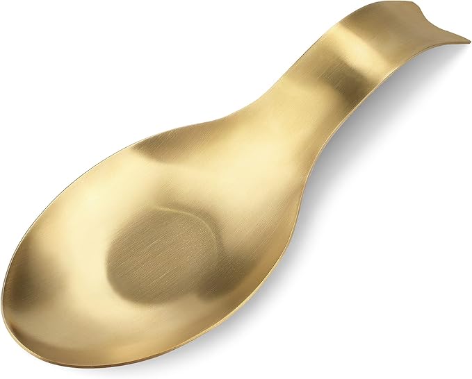 Stainless Steel Spoon Rest, Spatula Ladle Holder, Stainless Steel Utensil Spoon Rest Holder, Brushed Finish, Dishwasher Safe 9.8 x 3.7 Inch (Gold Fish Tail 1PC)