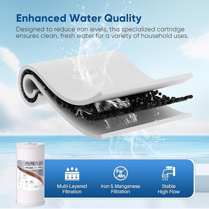 PUREPLUS 5 Micron 10" x 4.5" Whole House PP Sediment Resin Composite Water Softener Filter Cartridge for GE FXHTC,GXWH40L,GXWH35F,GNWH38S,Culligan RFC-BBSA,WRC25HD,Pentek RFC-BB,2Pack